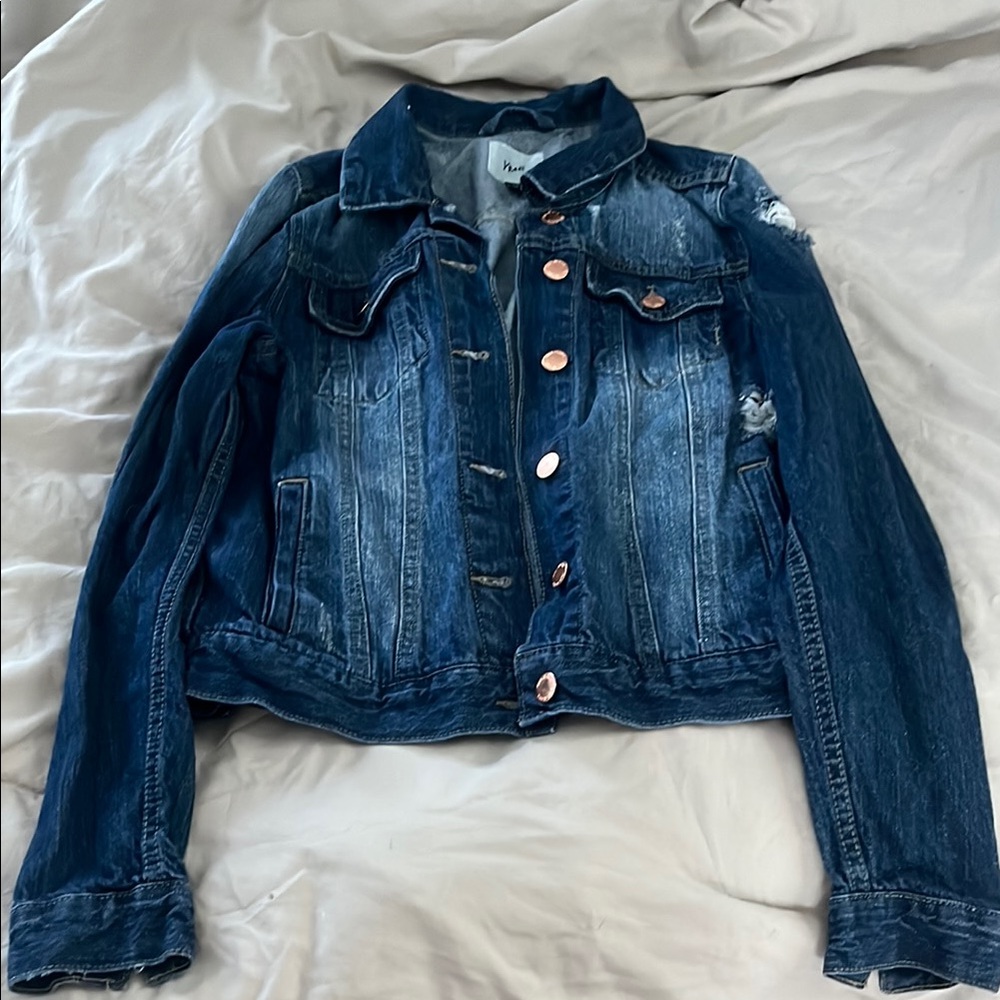 Denim Jacket with Distressed Details